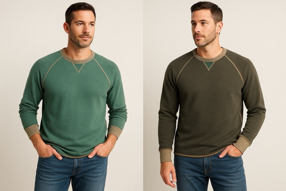Tommy Bahama Reversible Crewneck Sweater Mens XL Green Brown Cotton Blend